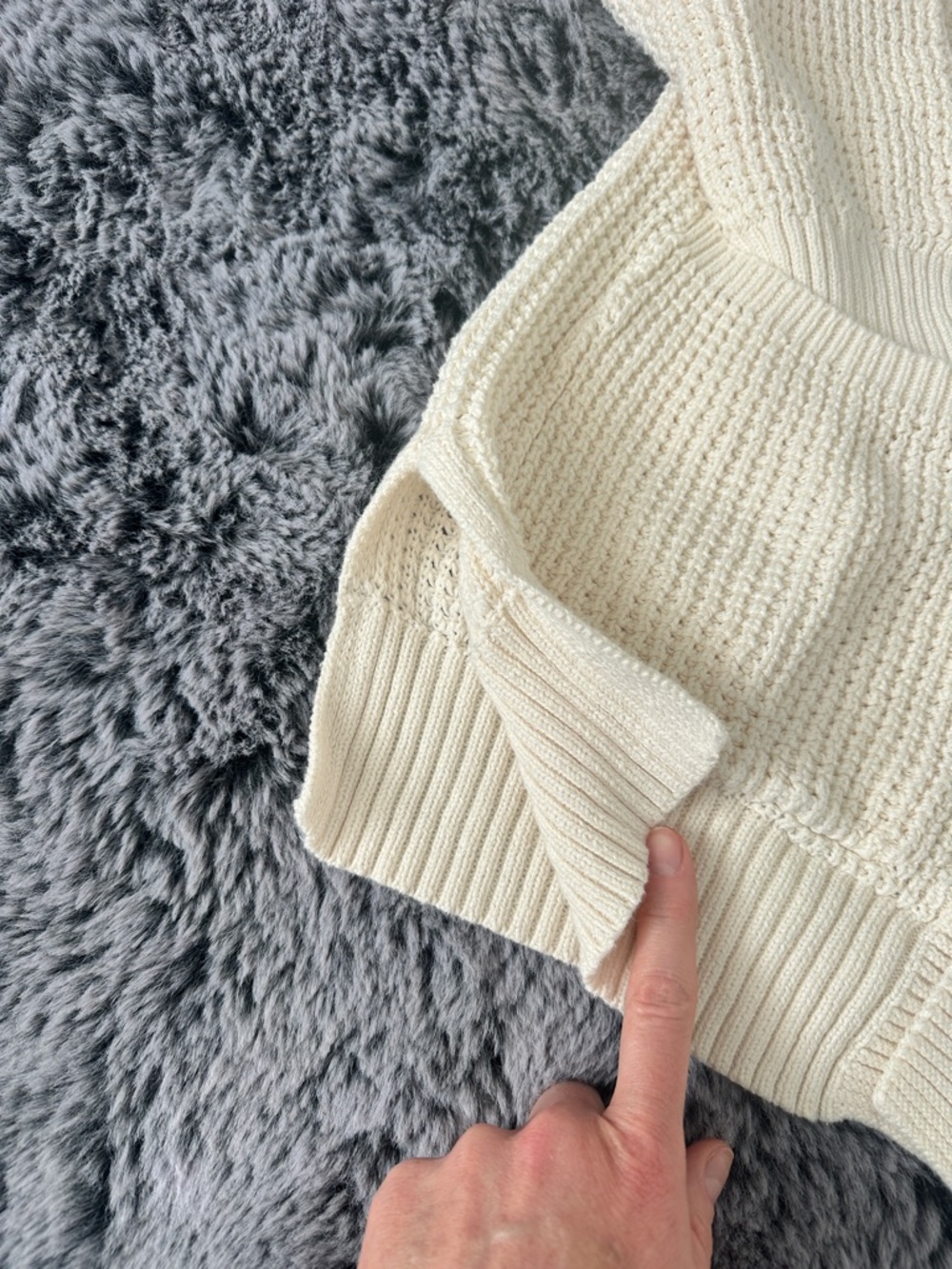 Chunky Cream Open-Front Women's Sweater Cardigan - Picture 6 of 7